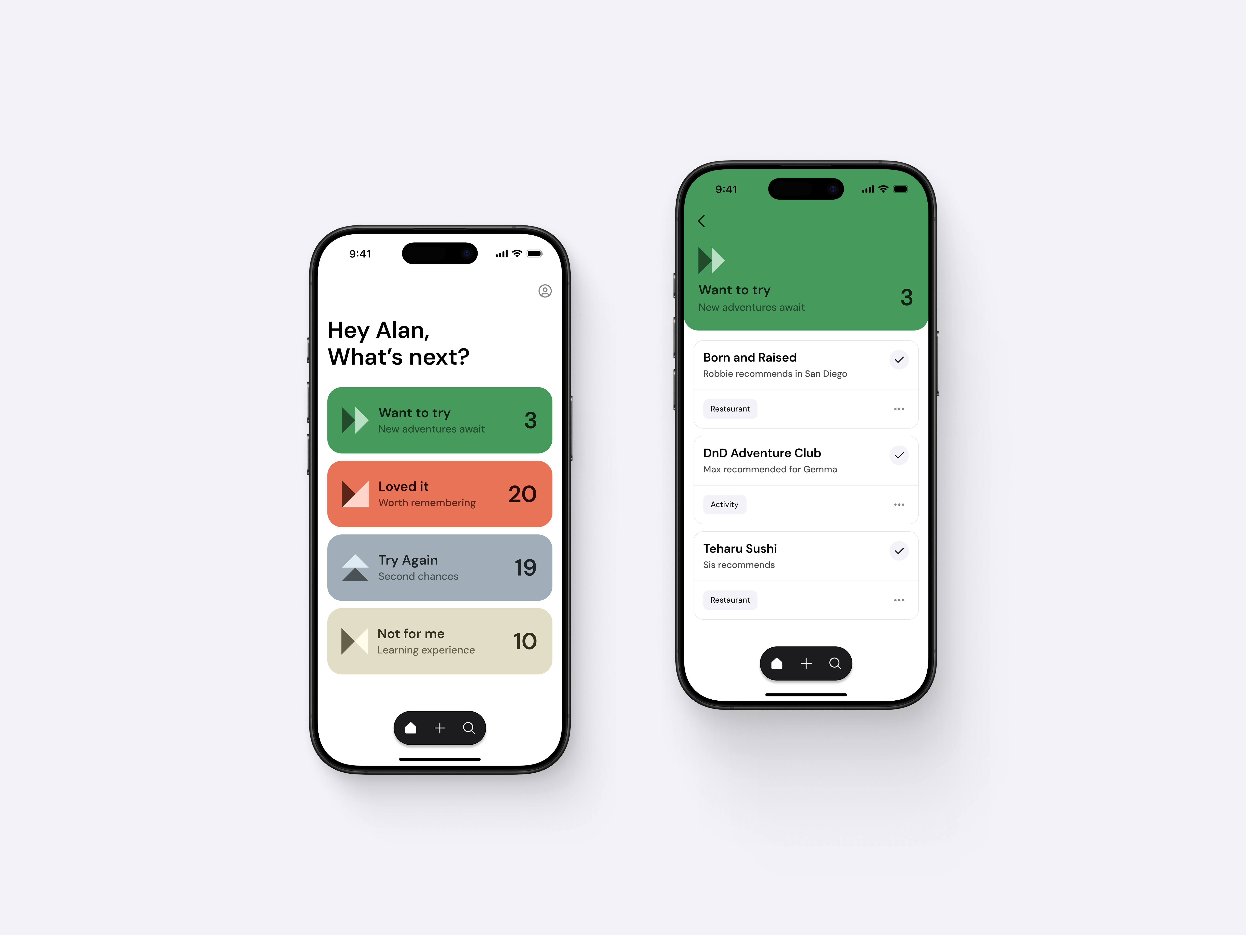 Try/Keep - Track recommendations from friends