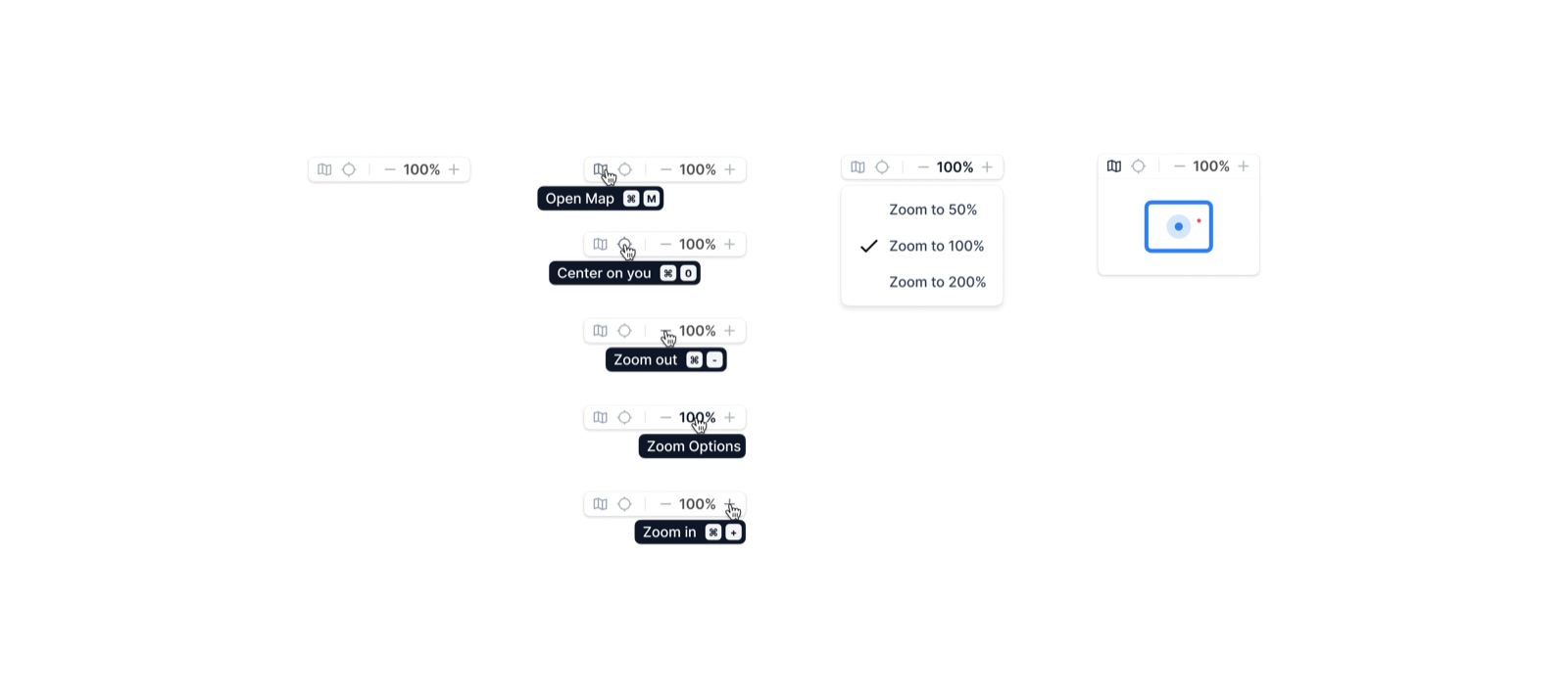 Teamflow spatial UI with zoom controls